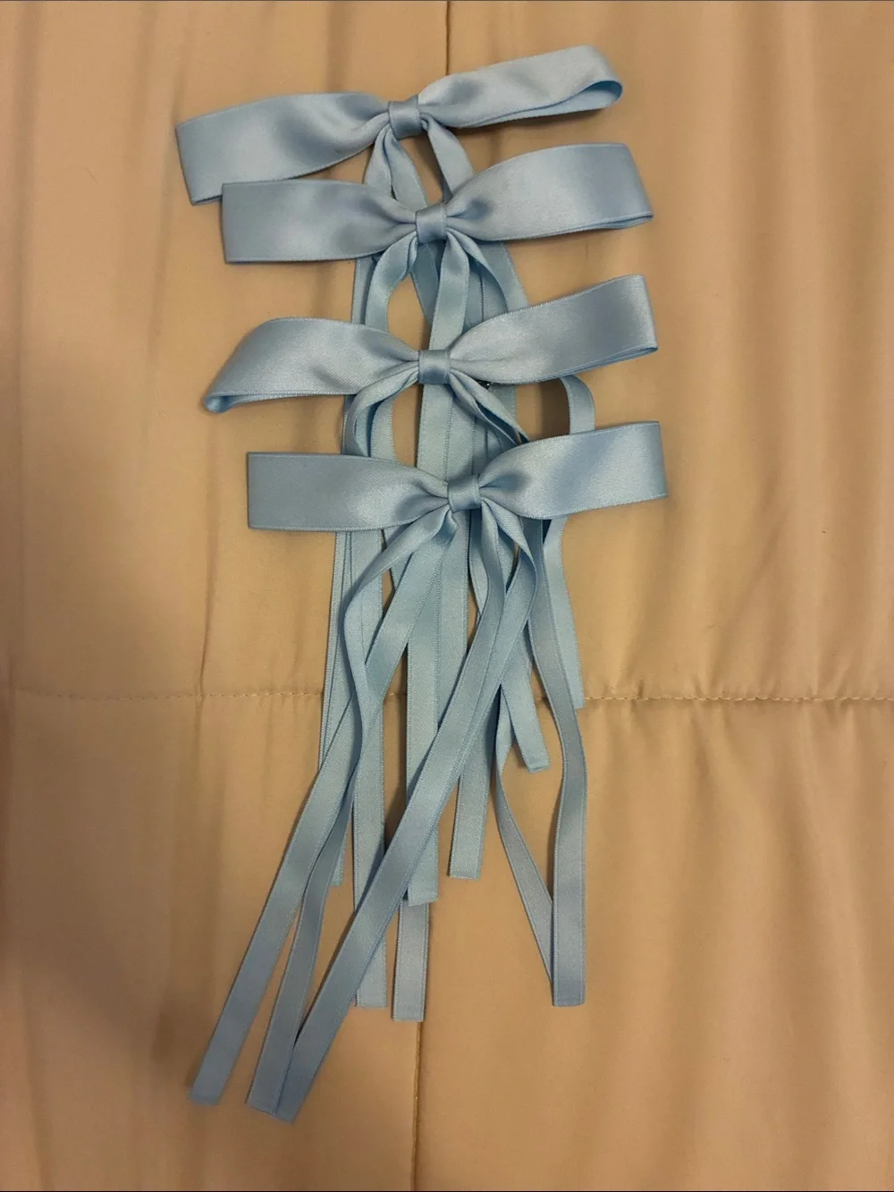Four Blue Hair Bow Clips Ribbon Hair Accessories